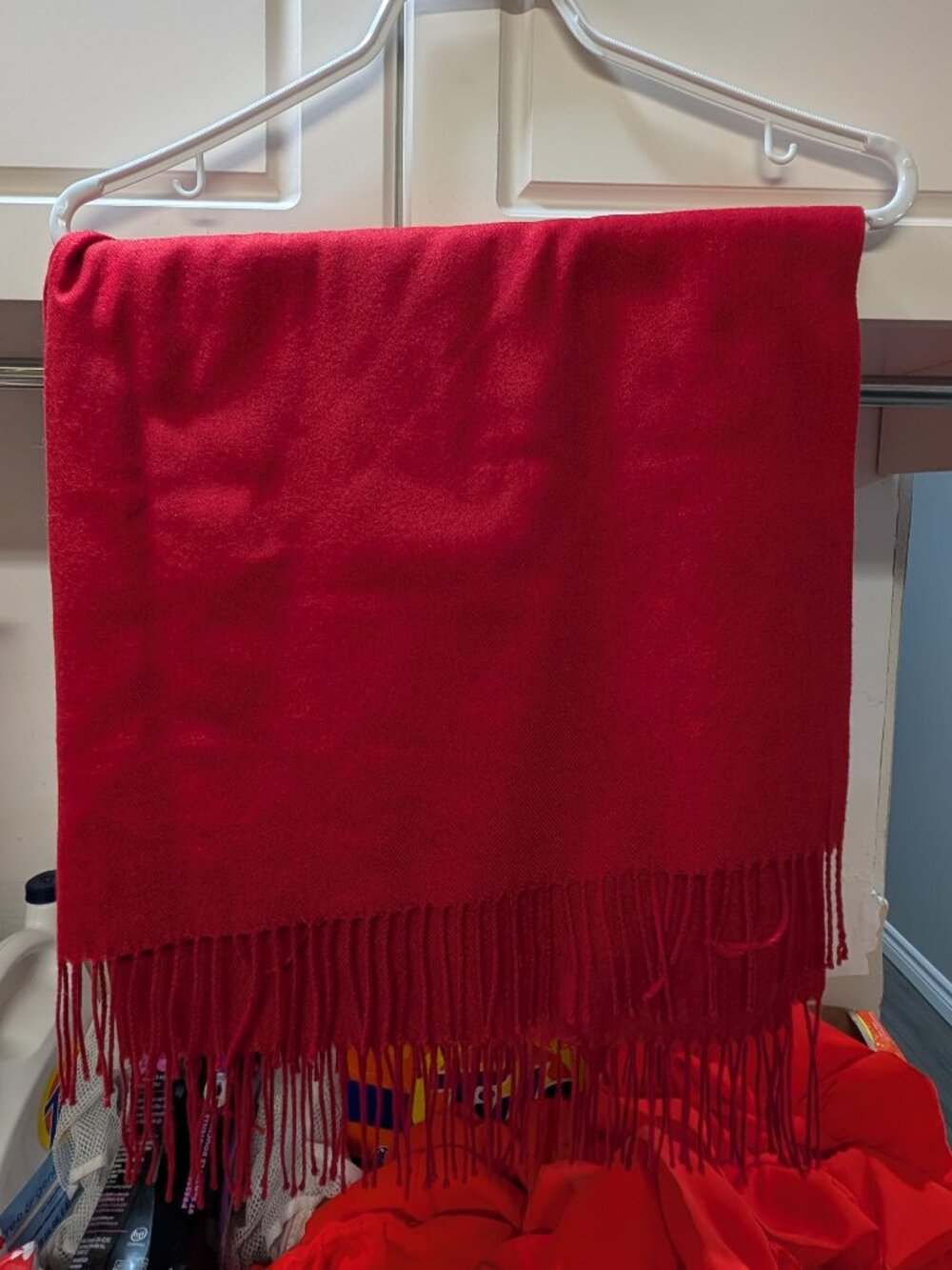 Cherry red soft scarf